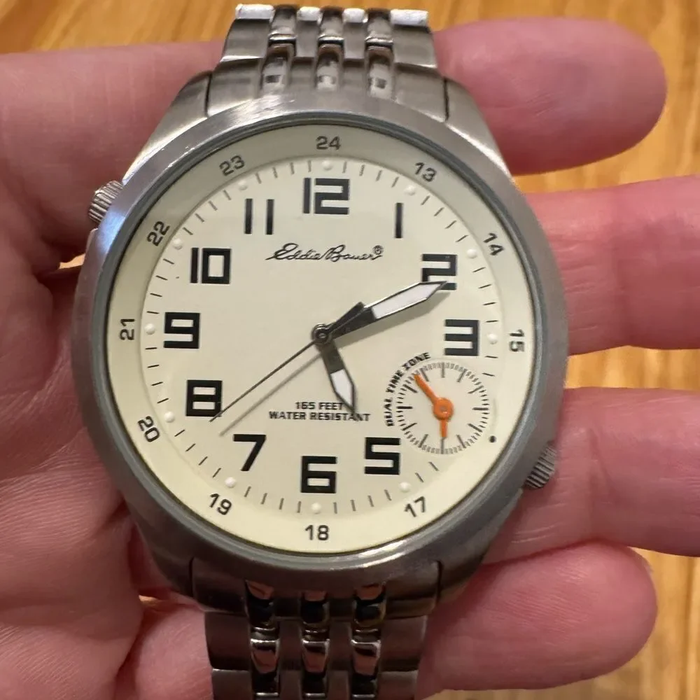 Eddie Bauer Men’s Watch - Dual Time, 5ATM O874 Silver